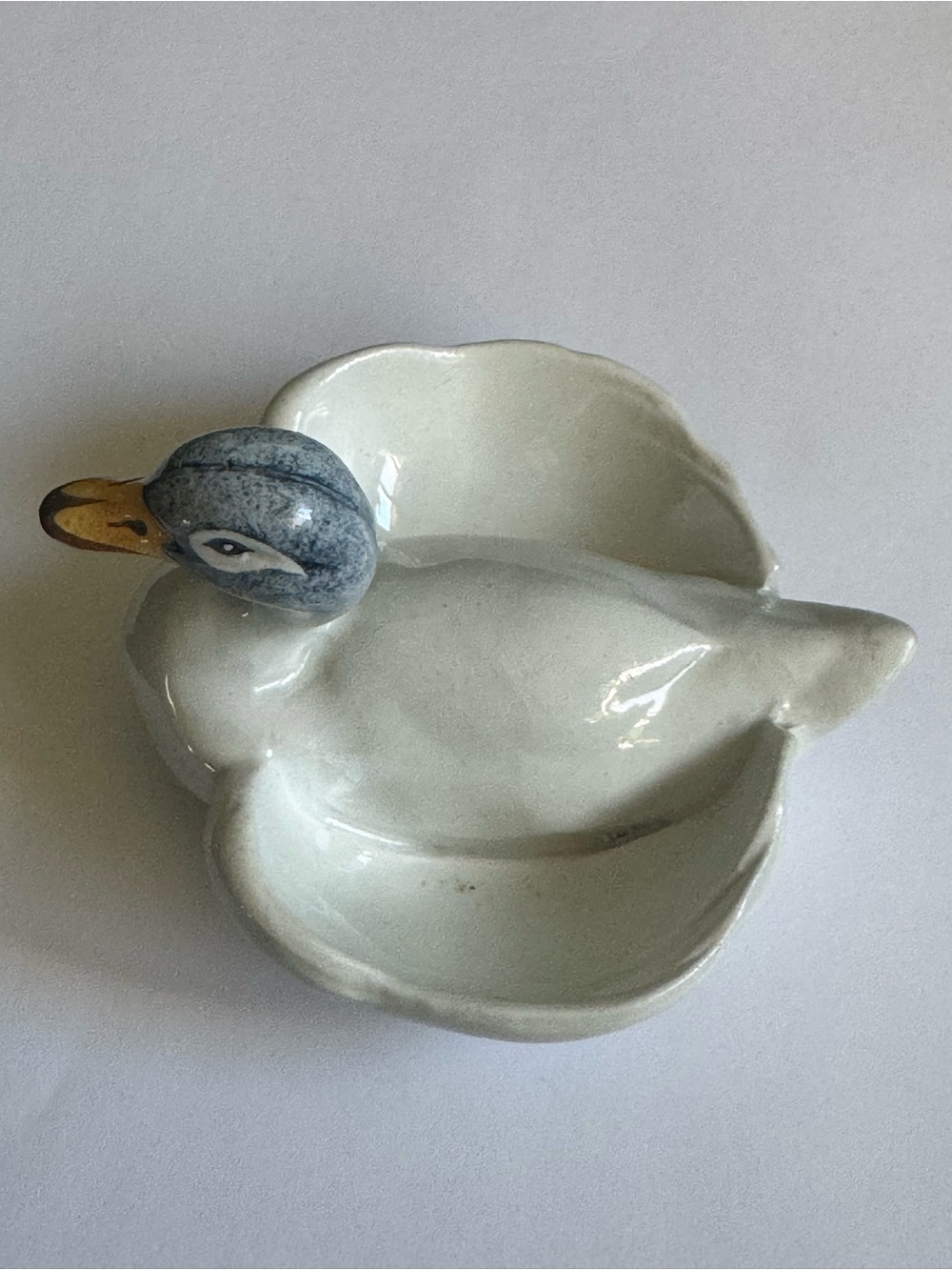 Antique Georges Dreyfus Paris Majolica Duck Serving Dish Salt Cellar 4.5"